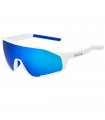 BOLLE SHIFTER SHINY WHITE SUNGLASSES (BROWN BLUE LENS)